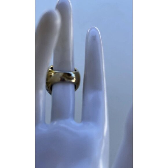 Vintage Enamel Zebra Round Ring Gold Black Women’s Size 6.5” Statement Ring - Picture 3 of 11